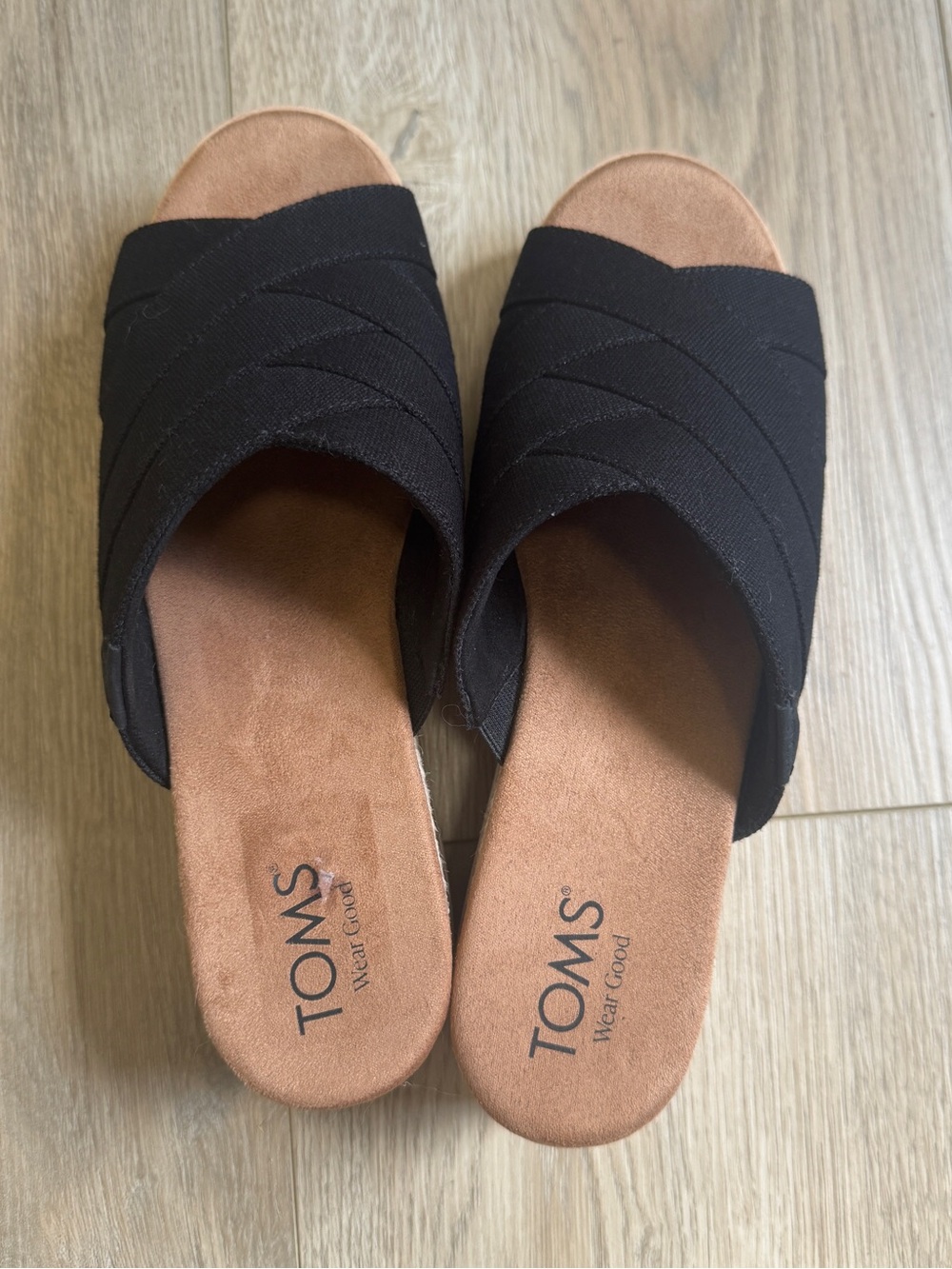 Toms Black Diana Crossover Women's Mule Wedge Sandals Sz. 9 - Picture 2 of 8